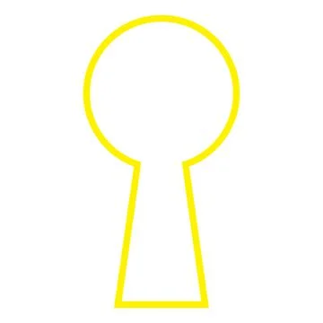 Yellow vector keyhole line icon isolated on white background Stock Illustration