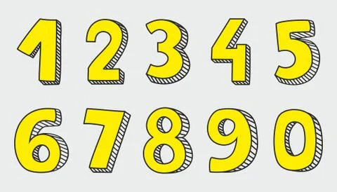 Yellow vector numbers isolated on grey background Stock Illustration