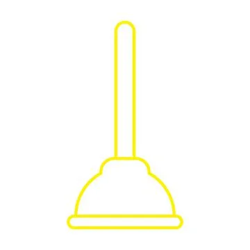 Yellow vector plunger line icon isolated on white background Stock Illustration