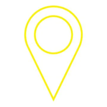 Yellow vector point of location line icon isolated on white background Stock Illustration