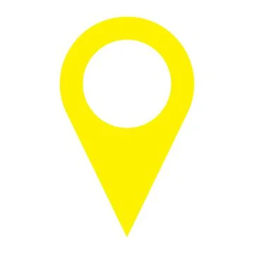 Yellow vector point of location solid icon isolated on white background Illustrazione stock