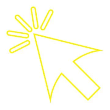 Yellow vector pointer or cursor line icon isolated on white background Stock Illustration