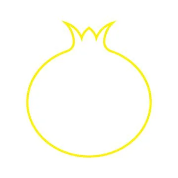Yellow vector Pomegranate fruit line icon isolated on white background Stock Illustration