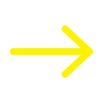 Yellow vector right arrow icon isolated on white background Illustrazione stock