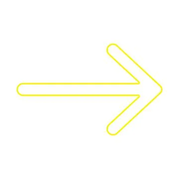Yellow vector right arrow line icon isolated on white background Stock Illustration