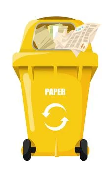 Yellow vector trash bin paper Stock Illustration