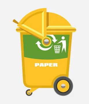 Yellow vector trash can for paper Stock Illustration
