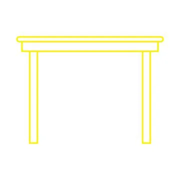 Yellow vector wooden table line icon isolated on white background Stock Illustration