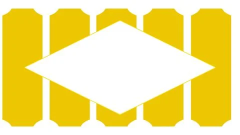 Yellow vertical geometric bars with central white rhombus Stock Illustration