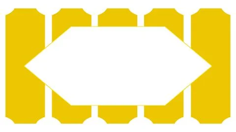 Yellow vertical rectangular bars with white hexagonal frame Stock Illustration