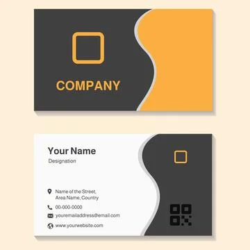 Yellow vertical wave simple minimal business card, visiting card Stock Illustration