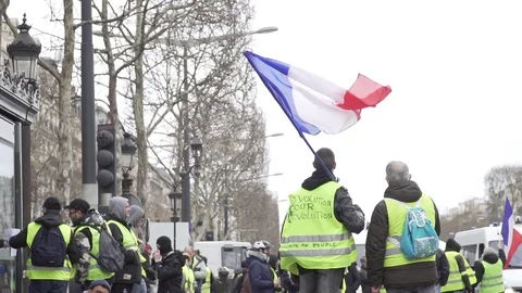 Yellow vests french flag Stock Footage