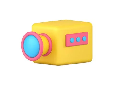 Yellow video camera 3d icon vector illustration 스톡 일러스트