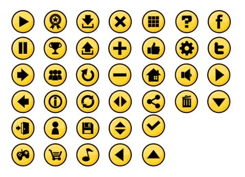 Yellow Video Game Button Set Stock Illustration
