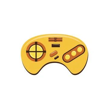 Yellow video game controller or joystick flat vector illustration isolated. Stock Illustration
