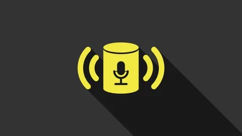 Yellow Voice assistant icon isolated on grey background. Voice control user Stock Footage 147692578