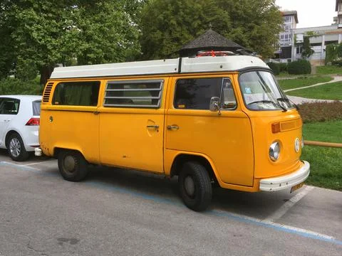 Yellow Volkswagen (VW) Transporter Type 2 Stock Photos