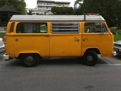 Yellow Volkswagen (VW) Transporter Type 2 Stock Photos