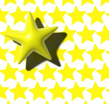 Yellow volumetric star with shadow on pattern background, 3D rendering illu.. Stock Photos