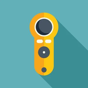 Yellow vr controller resting on teal background with long shadow Stock Illustration