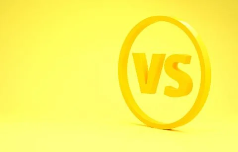 Yellow VS Versus battle icon isolated on yellow background. Competition vs ma Stock Illustration