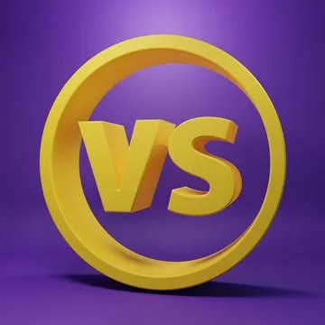 Yellow VS Versus battle icon isolated on purple background. Competition vs .. Stock Illustration