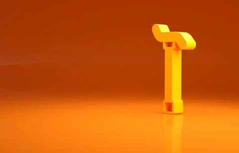 Yellow Walking stick cane icon isolated on orange background. Minimalism concept Illustration