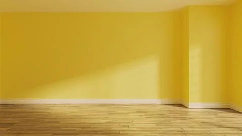 Yellow wall  and sunlight from window on the wall realistic 3D rendering Stock Illustration