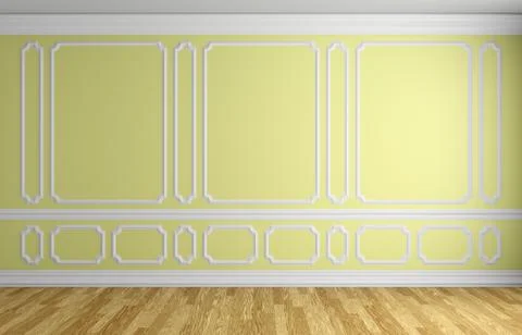 Yellow wall in classic style empty room architectural background Stock Illustration