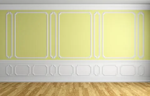 Yellow wall in classic style empty room architectural background Stock Illustration