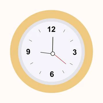 Yellow wall clock on a white background for use in clipart Stockillustratie