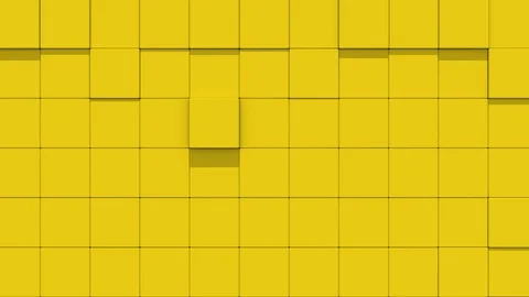 Yellow Wall of cubes falls apart Stock Footage 112062263