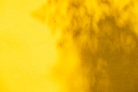 A yellow wall with a shadow on it Stock Photos