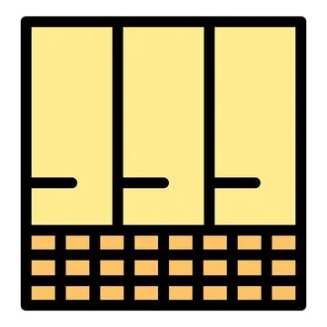 Yellow wardrobe with three doors standing on tiled floor Illustration