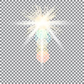 Yellow warm light effect, sun rays, beams on checkered background. Stock Illustration