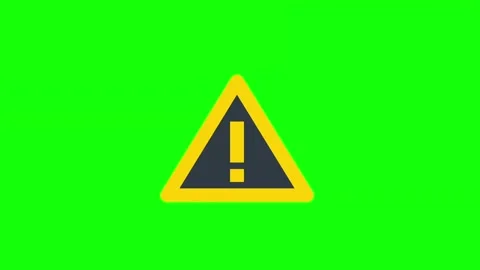 Yellow warning attention sign animation on green screen Stock Footage 313832884
