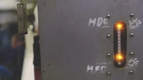 Yellow warning lights indicate and flash on tanker equipment Stock Footage 133036723