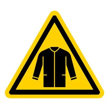 Yellow Warning Sign Designating Protective Clothing and Safety Gear Awareness Stock Illustration