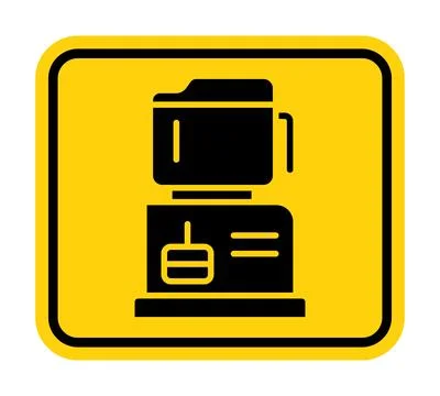 Yellow Warning Sign Featuring A Blender Icon For Kitchen Safety Awareness Stock Illustration