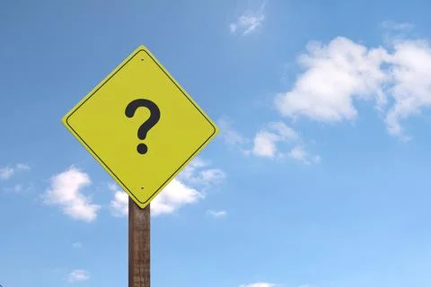 Yellow warning sign with question mark with copy space. 3d illustration. 스톡 일러스트