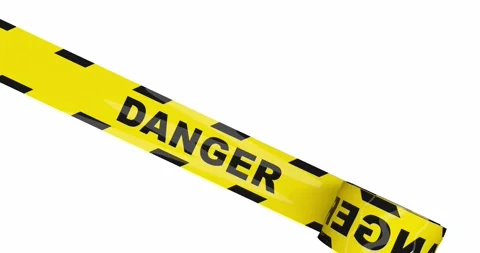 Yellow warning tape with Danger text, rolling across the screen from differ.. Stock Footage 282482207