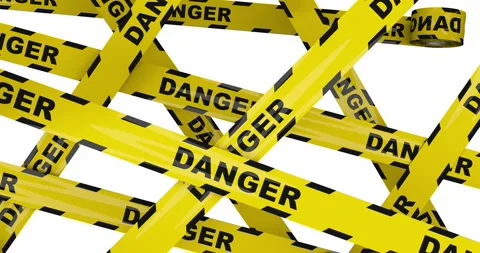 Yellow warning tape with Danger text, rolling across the screen from differ.. Stock Footage 282482445