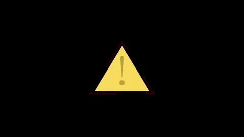 Yellow Warning Triangle Exclamation Mark Alert Symbol Black Background Moti.. Stock Footage 340123532