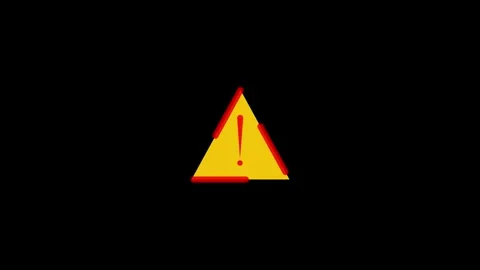 Yellow warning triangle with exclamation mark alert symbol on black backgro.. Stock Footage 340123619