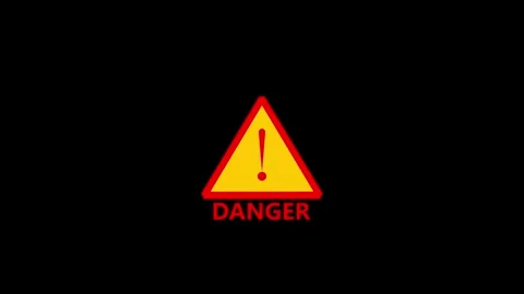 Yellow Warning Triangle with Red Exclamation Mark and Danger Text Alert Sym.. Stock Footage 340123604
