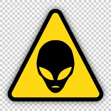 Yellow warning triangle sign with alien head イラスト素材