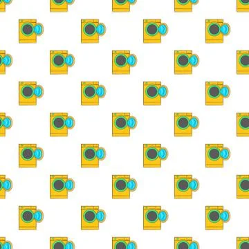 Yellow washing machine pattern, cartoon style イラスト素材