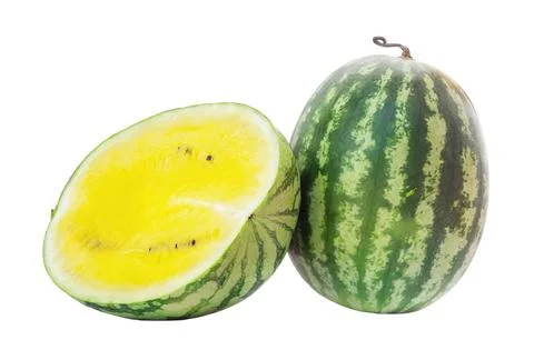 Yellow watermelon isolated Stock Photos