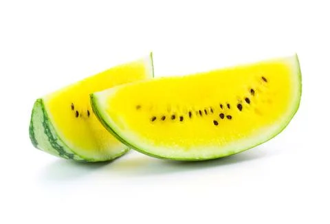 Yellow watermelon on white background Stock Photos