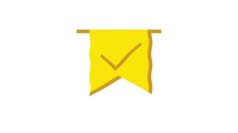Yellow waving flag with check mark symbol in the center Stock Footage 304831744